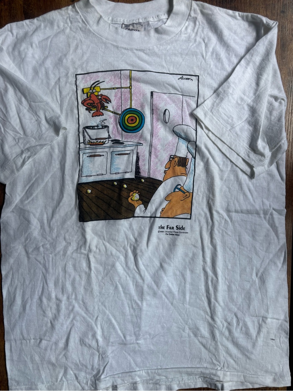 VTG 1988 The Far Side Lobster Pot T Shirt XL Oneita Power-T Single Stitch USA